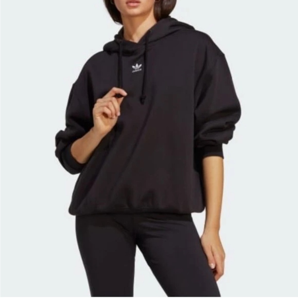 Adidas Originals Hoodie Medium Black Adicolor Essentials Oversized Cotton White